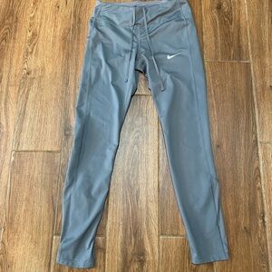 Nike Women’s Solid Gray Dri-Fit Ankle Leggings Drawstring Pockets Size S